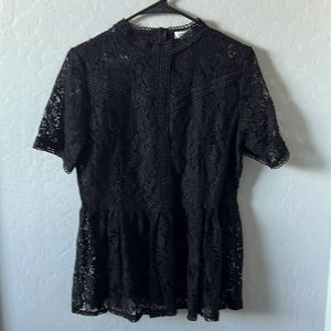 Black Lace Peplum Top